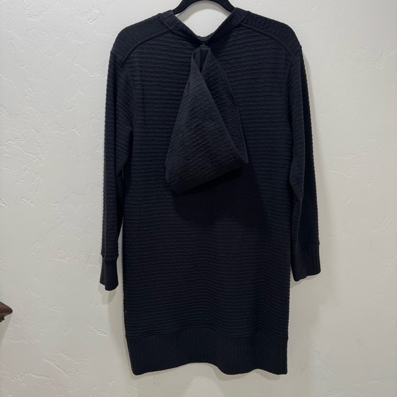 Lululemon On Repeat Dress Black Long-Sleeve Textured Removable Collar Women's 6 - Picture 5 of 15
